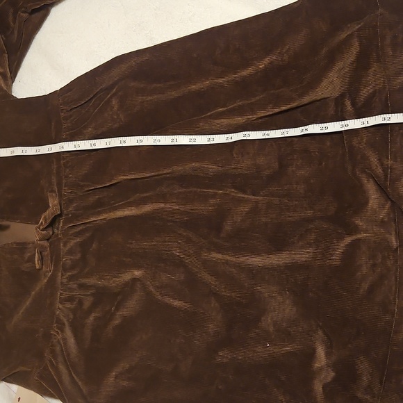 Aeron & Amber Brown Velvet Mini Dress Bow Tie Front Cottagecore Boho S - Picture 4 of 9